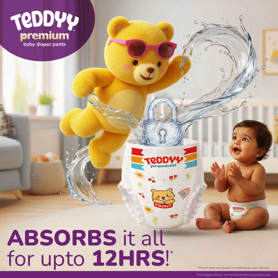 Teddyy Baby Diaper Premium Pants Medium | 7-12 kg | 36 Counts