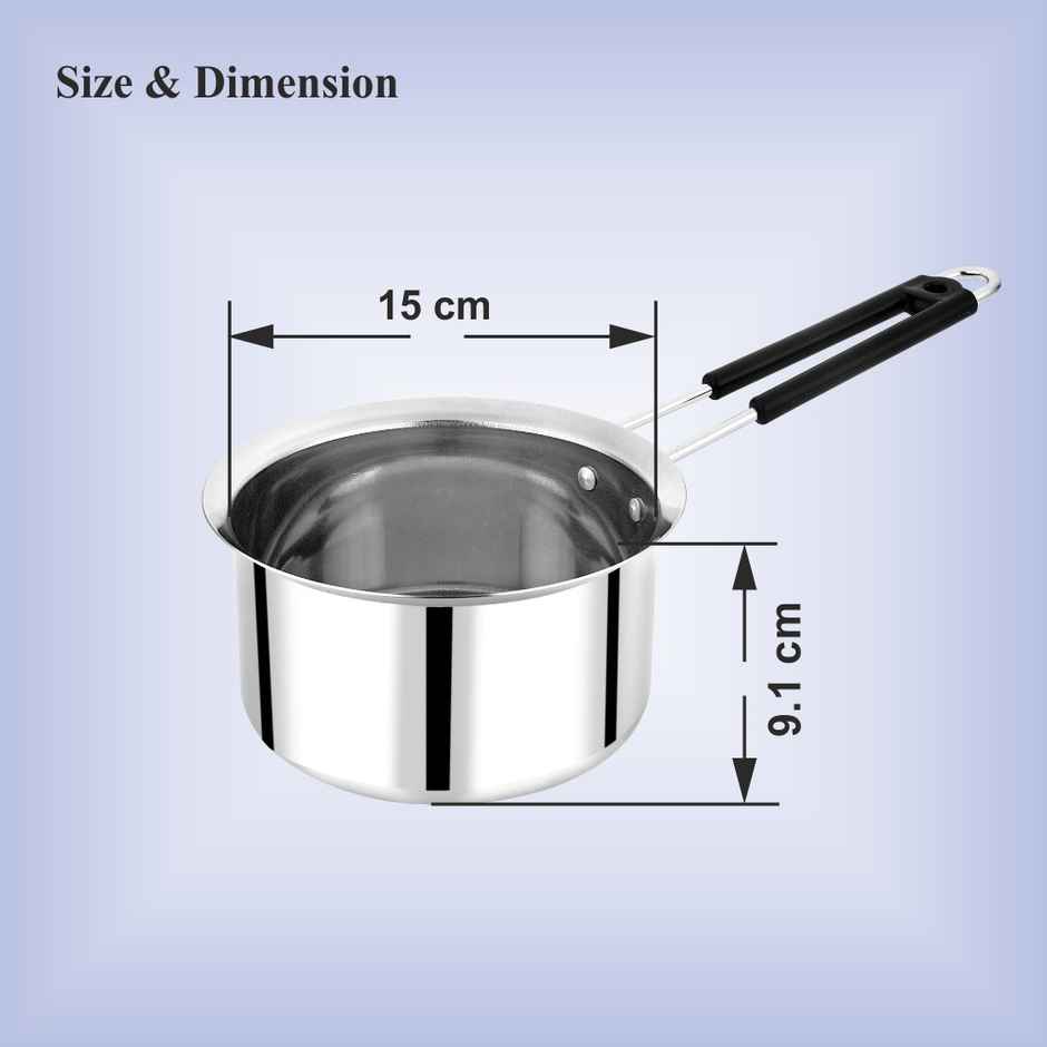 Steelera Stainless Steel Sauce Pan / Tea / Soup | Heavy Duty Wire Handle | Food Safe | 1.4 L
