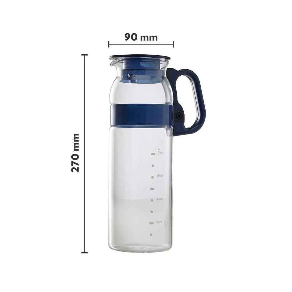 Borosil Marina Jug With Plastic Handle (1.3 L) | Borosilicate Glass | Dishwasher & Food Safe