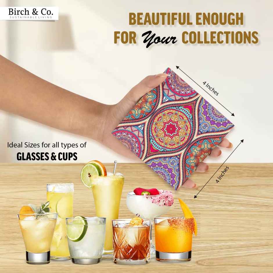 Birch & Co. Coaster | Mandala Coaster Set of 6 with Holder
