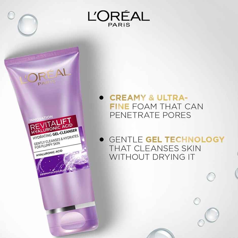 L'Oreal Paris Revitalift Hyaluronic Acid Hydrating Gel Cleanser Gentle Facewash For Women