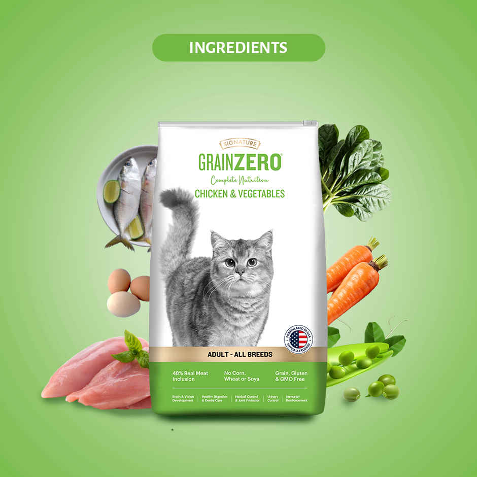 Grain Zero Chicken and Veg, Adult Dry Cat Food 1.2 kg + Free Cat Creamy Treat 75 g