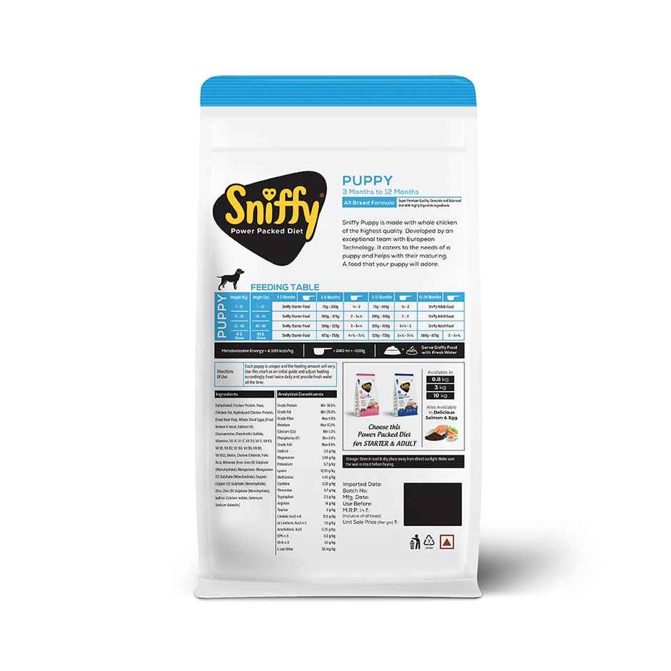 Sniffy Puppy Dry Dog Food | Chicken - Egg | High Protein | Gluten Free | All Breeds