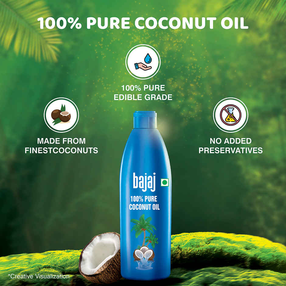 Bajaj 100% Pure Coconut Oil | Made with Premium Grade 1 Quality Coconuts