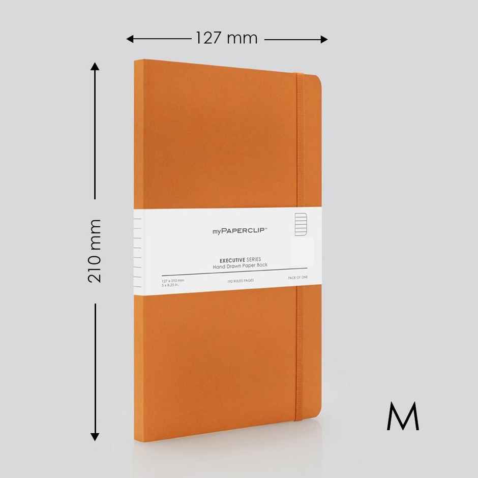myPAPERCLIP Executive Series Medium Notebook | Smart Size | Orange | 192 Pages | Ruled Pages