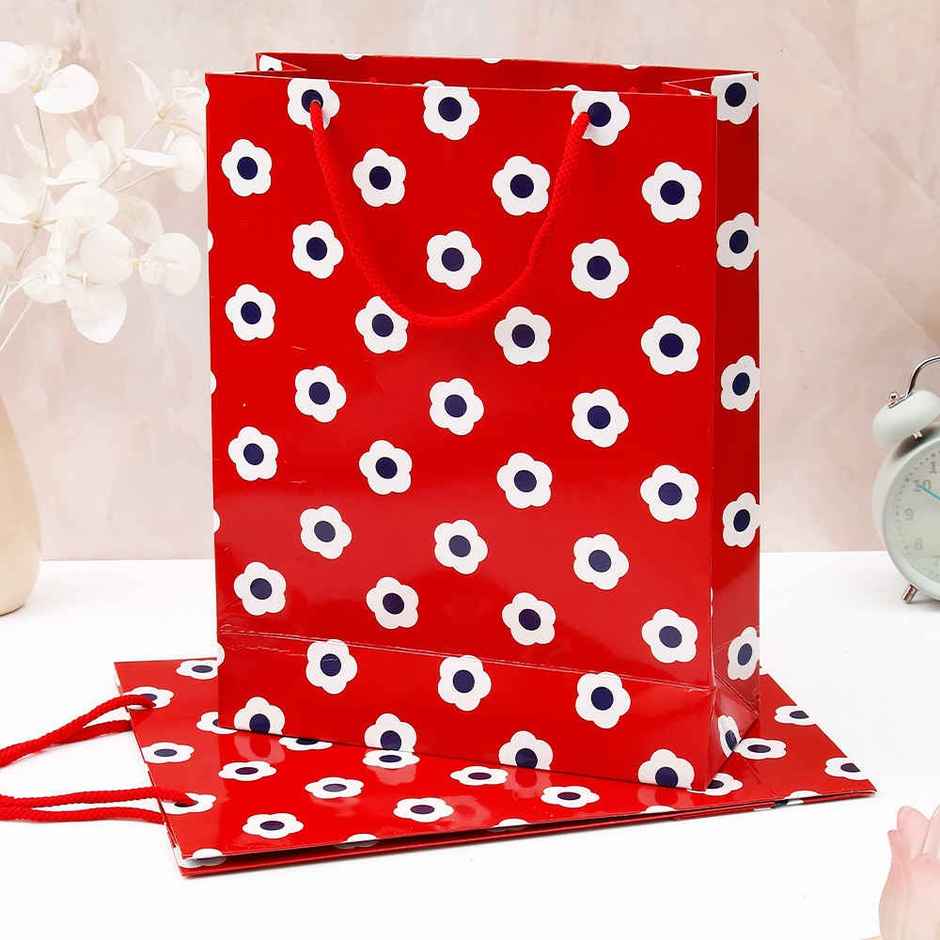 Archies Red Ditsy Floral Print Paper Bag | Medium