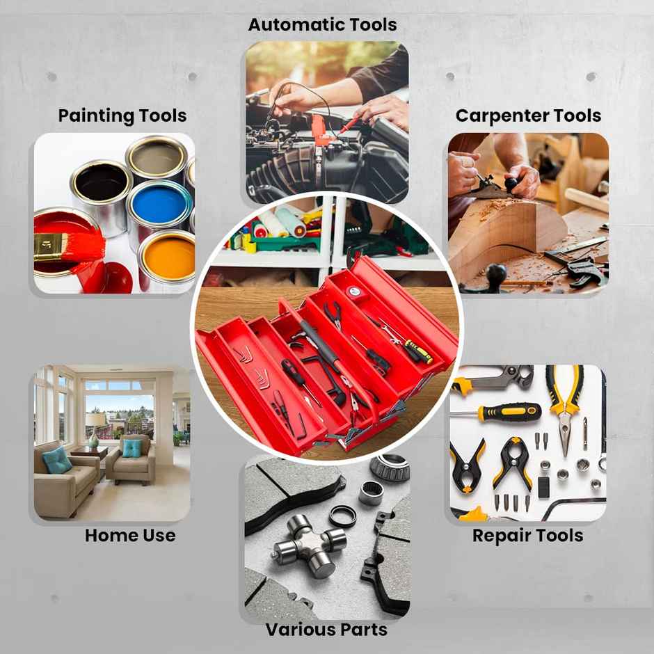 Cheston 5 Compartment Hand Tool Box for Organizing your Tools | 40x20x20cm