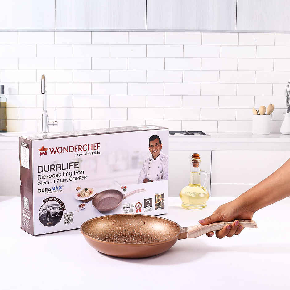 Wonderchef Duralife Die-Cast Non-Stick Fry Pan Copper 24 Cm