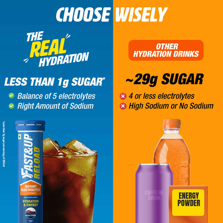 Fast&Up Reload Low Sugar Instant Hydration with 5 Essential Electrolytes | Cola