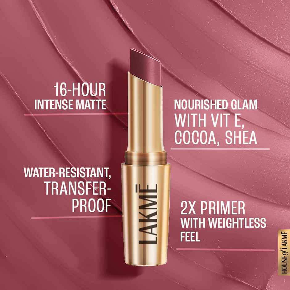 Lakme 9to5 Powerplay Priming Matte Lipstick, Lasts 16hrs, Mauve Matter