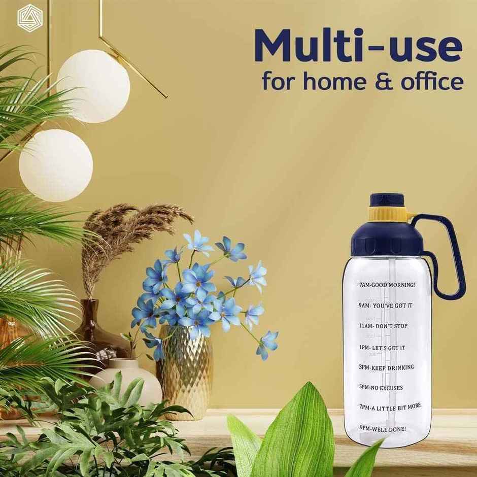 Boldfit 2L Gym Gallon Bottle with Motivational Time Markers | Transparent