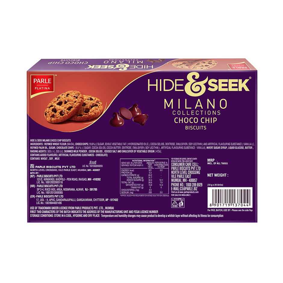 Parle Hide & Seek Milano Choco Chip Cookies