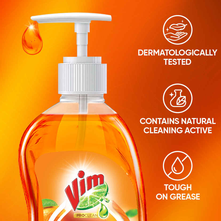 Vim Proclean 100% Plant-Based Actives Tangerine Freshness Dishwash Liquid