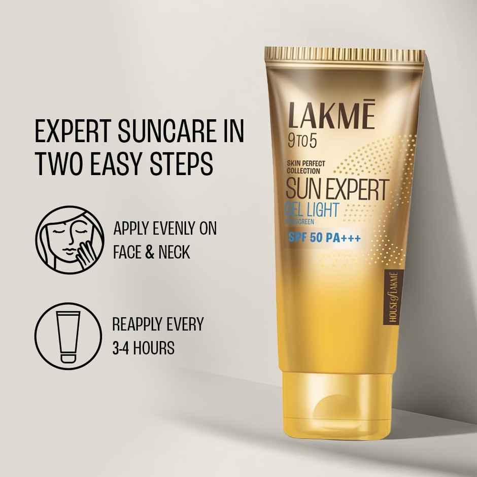 Lakme Sun Expert Gel Light Sunscreen, SPF 50 PA+++ |Uva/B Protection, Matte Finish