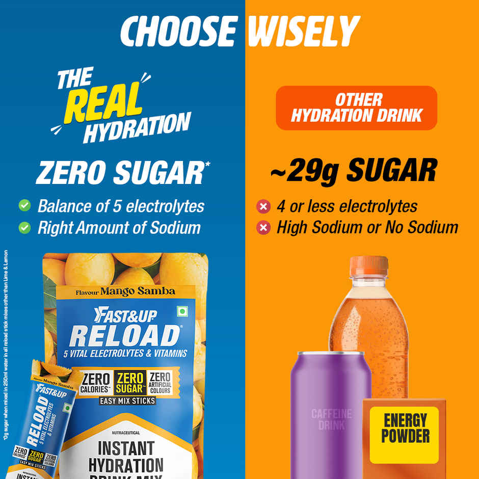 Fast&Up Reload Electrolytes Zero Sugar Stick Pack Mango Samba