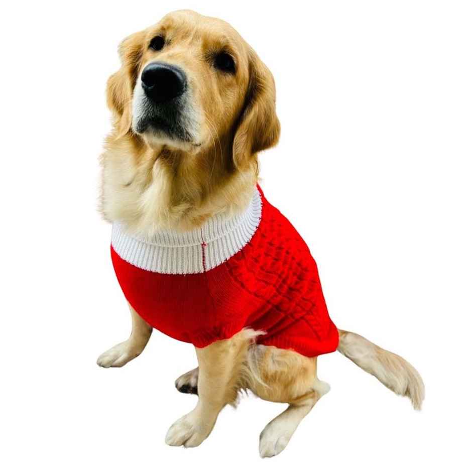 Bearhugs Red Highneck Sweater For Dogs L