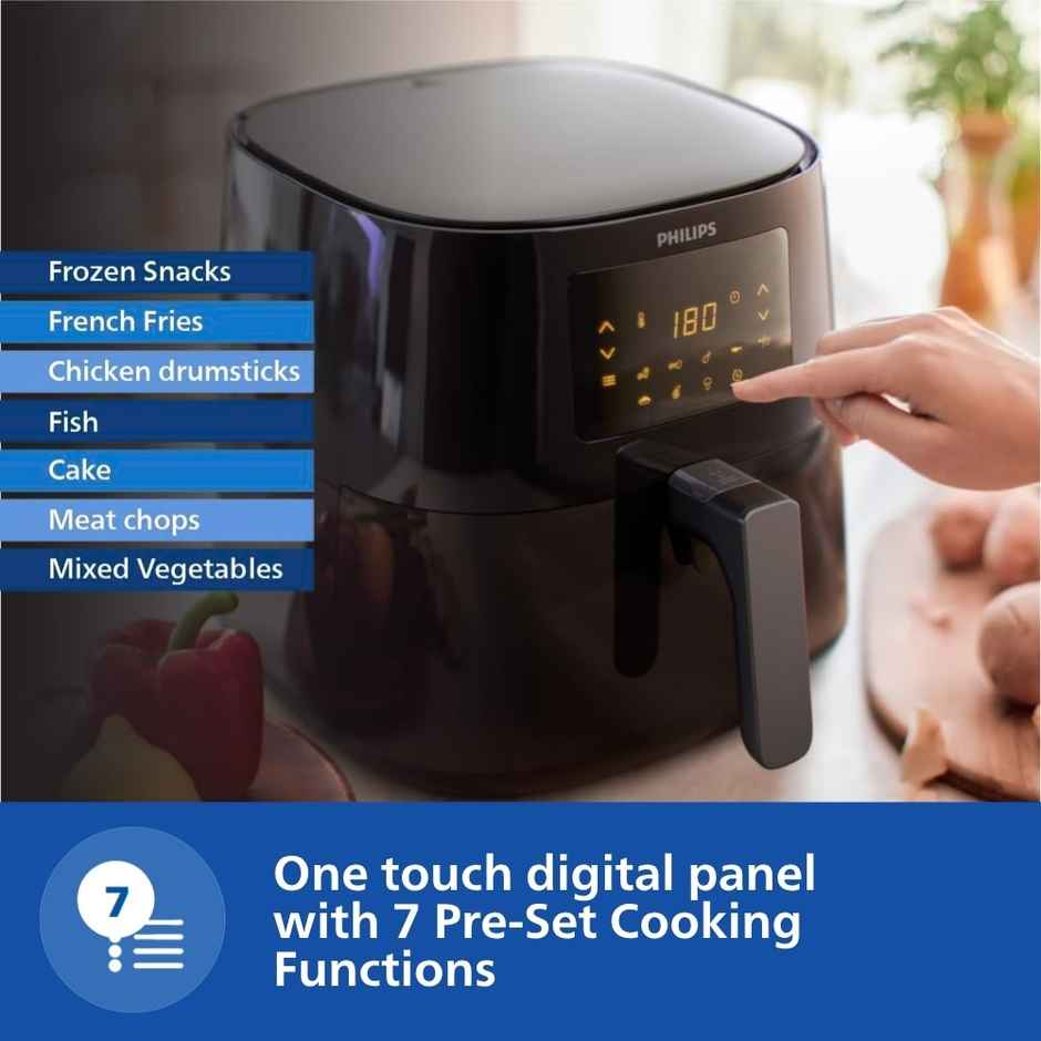 Philips Digital Air Fryer HD9252/90 | Touch Panel | Uses Up To 90% Less Fat | 1400W | Black | 4.1 L