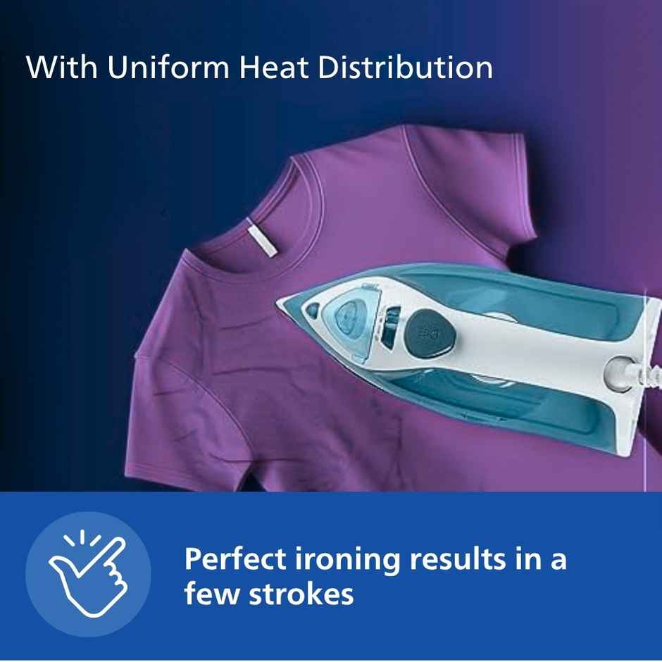 Philips Steam Iron DST0820/20 Powerful 15 gm/min Steam Output with Spray, 1250 W, Multilayer Coated Non stick Soleplate - Blue