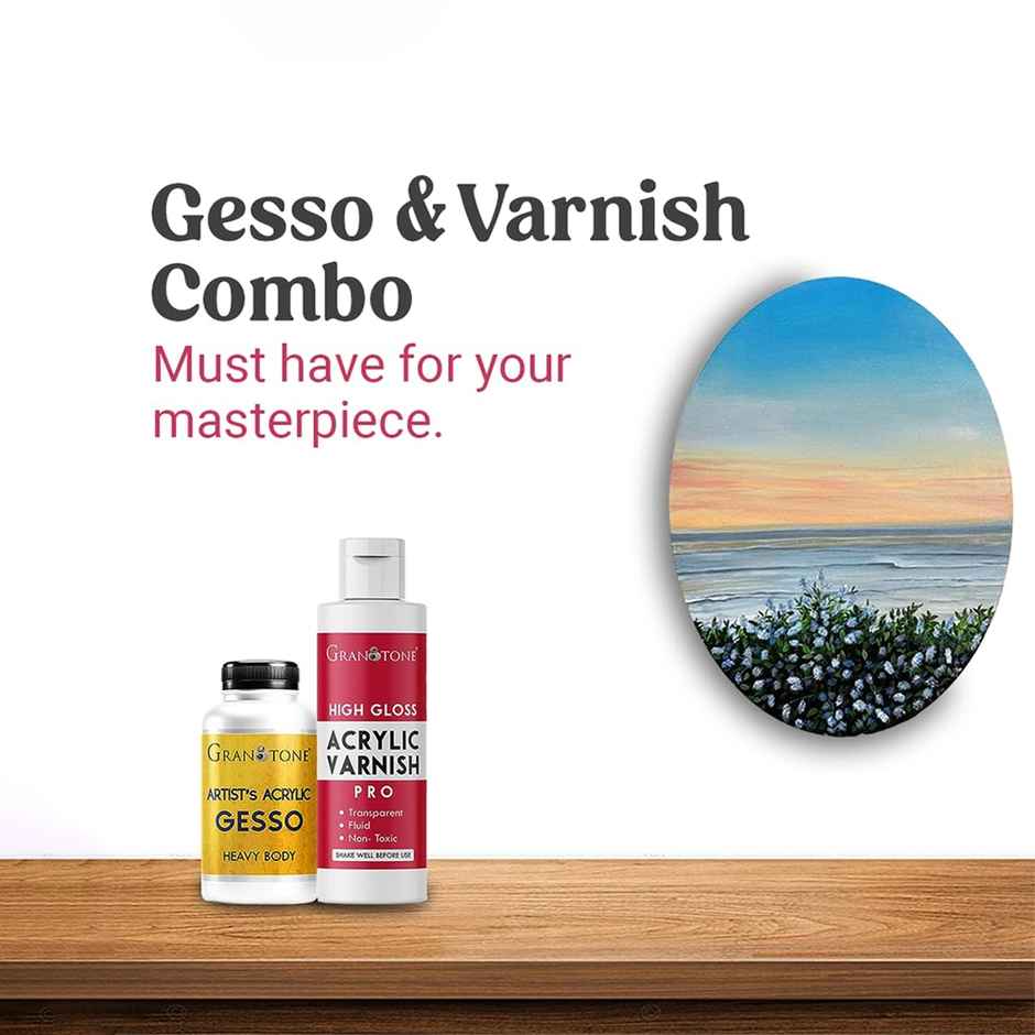 Granotone Acrylic Varnish with Artist's Acrylic Gesso (White, Transparent)