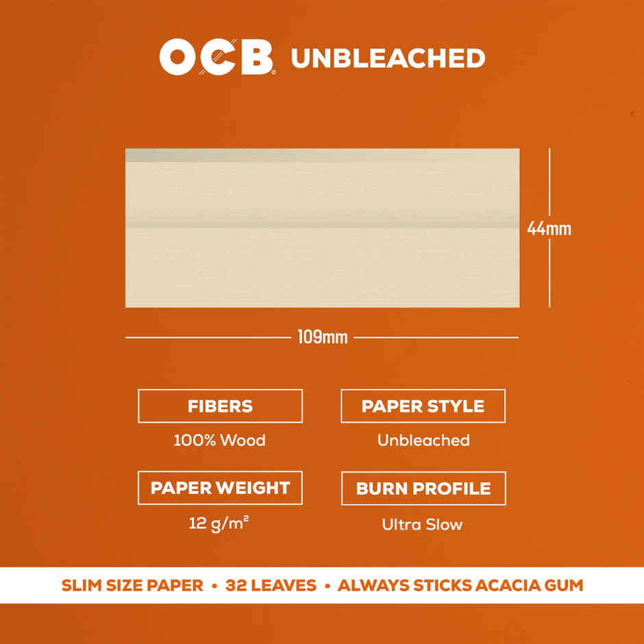 OCB VIRGIN Brown 32 Sheets Rolling Paper & Filter Tips | King Size Slim