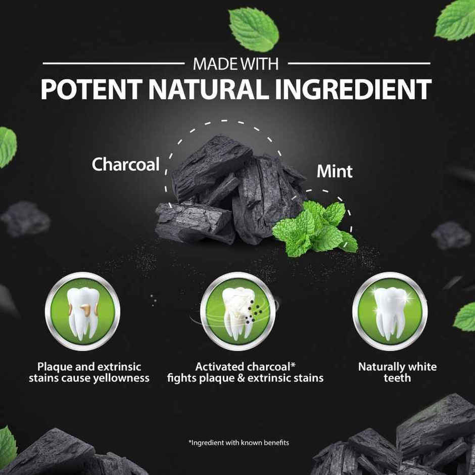 Dabur Herb'L Activated Charcoal Toothpaste With Mint For Whitening (Black Gel Paste)