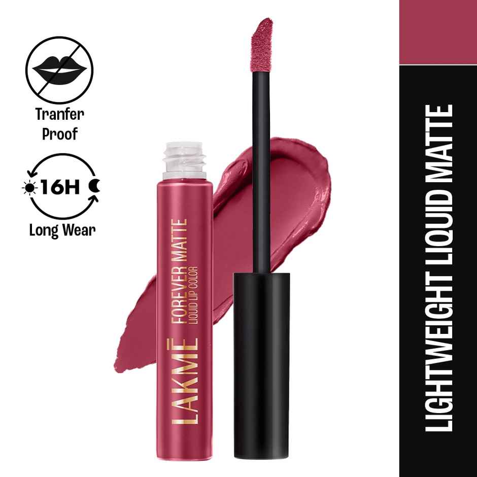 Lakme Forever Matte Liquid Lip, 16hr Lipstick, Lightweight & transferproof | Pink Glam