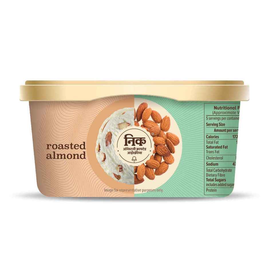 NIC Roasted Almond Ice Cream Tub | Preservative Free | No Artificial Flavors