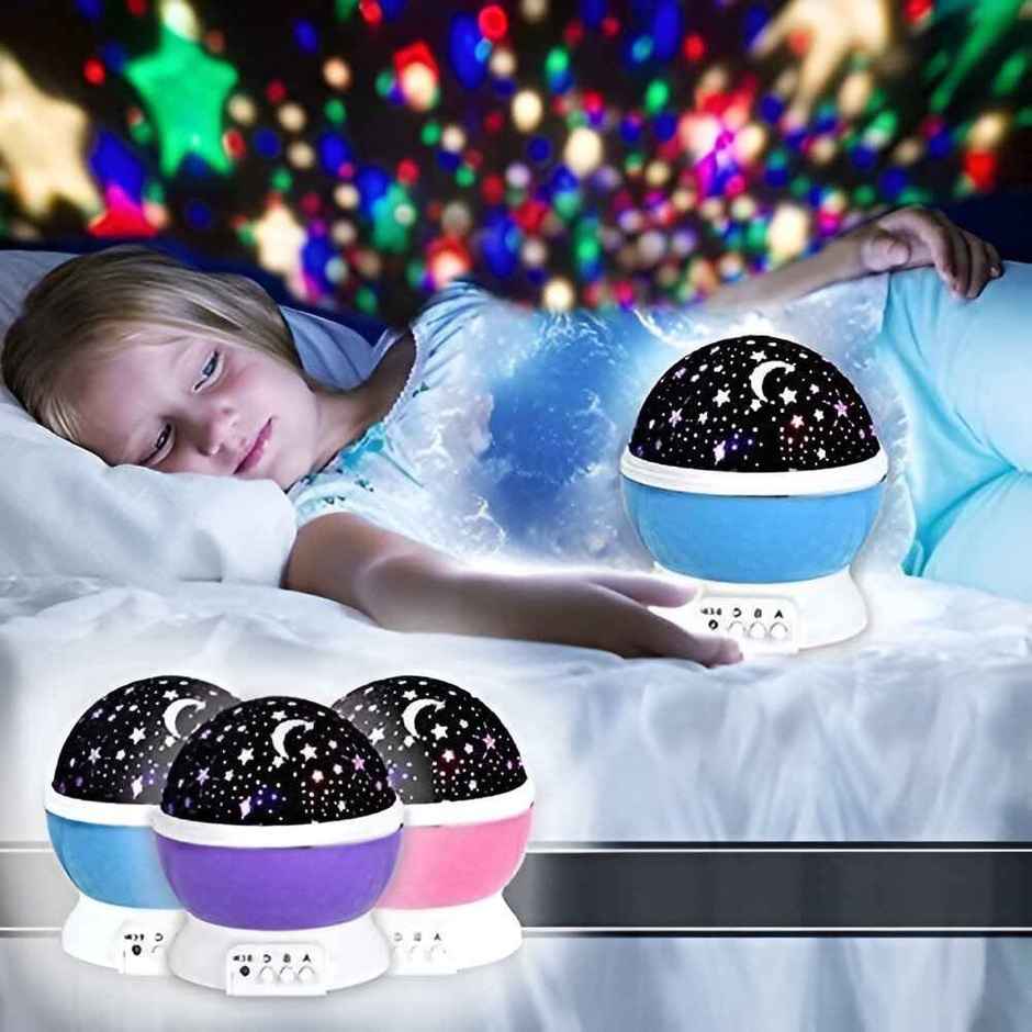 Toyshine Star Moon Night Light Projector with 12 Color Modes, 360 Degree Rotating Lamp for Kids