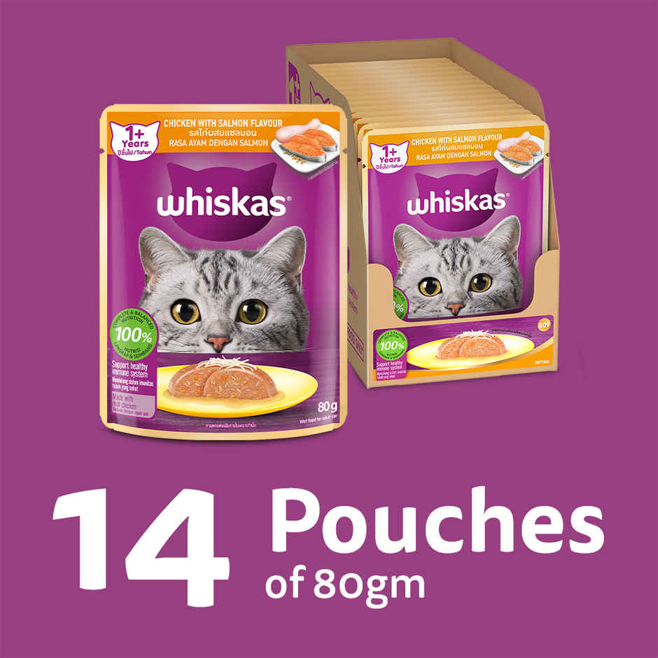 Whiskas Adult Wet Cat Food Chicken and Salmon in Jelly