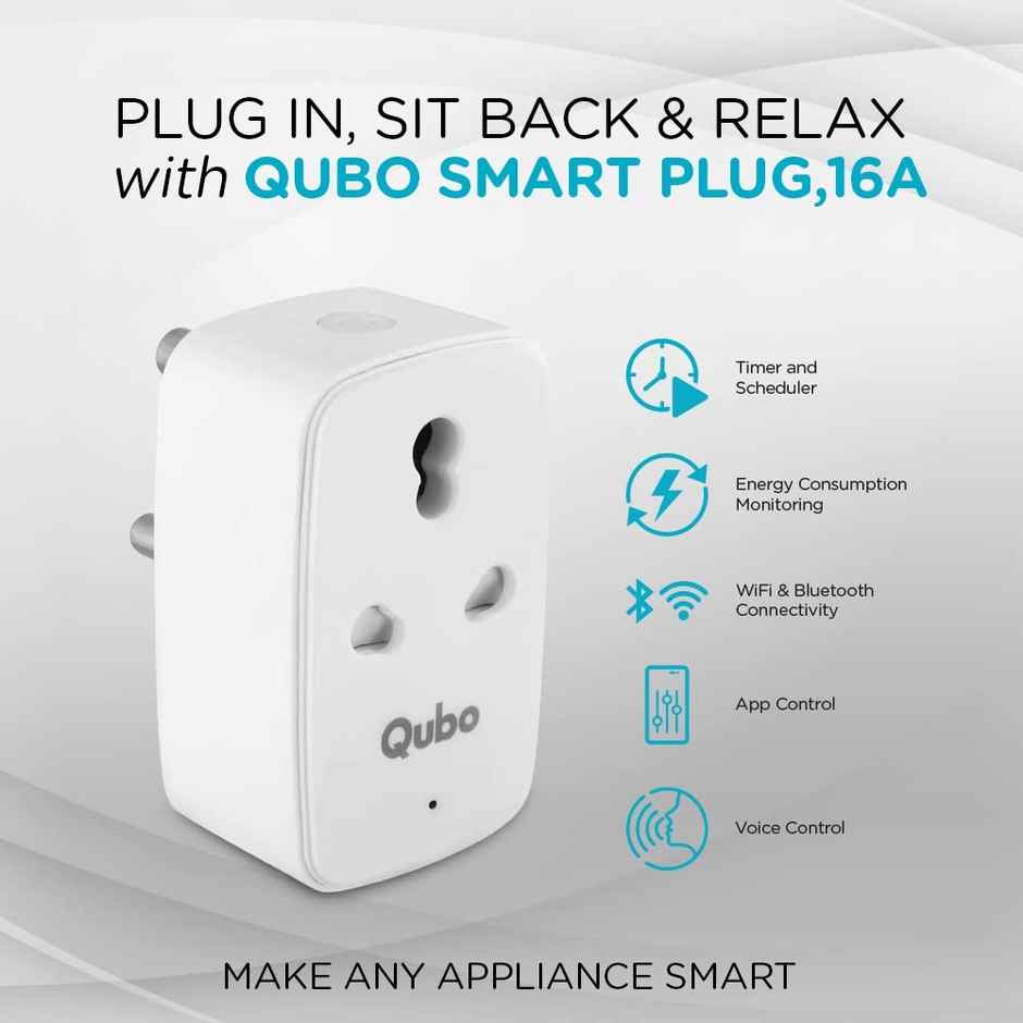 Qubo 16A Wi-Fi + BT Smart Plug |Energy Monitoring & Voice Control from Hero Group