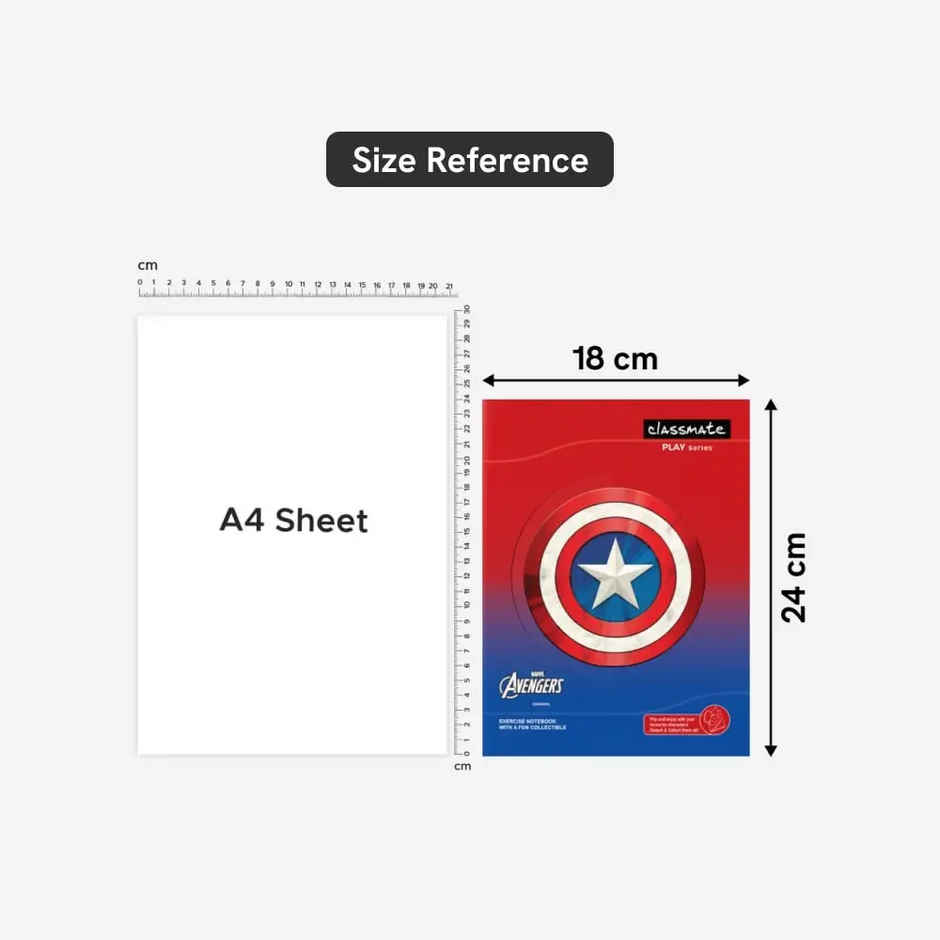 Classmate Unruled Play Series Avengers| Assorted 3 In 1 Flip Cover Notebook (24 x 18 Cm, 2660030)