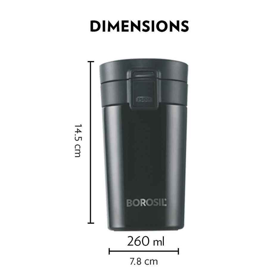 Borosil Coffeemate Double Wall Vacuum Insulated Stainless Steel Flask | 260 ml