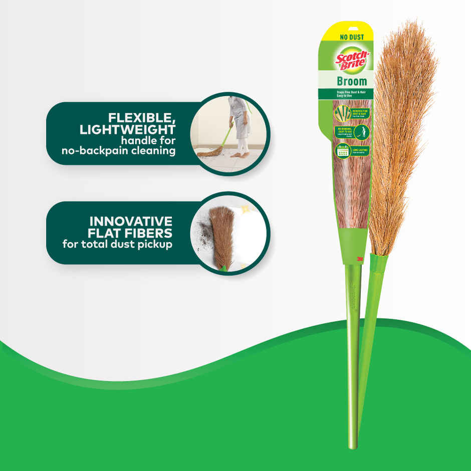Scotch-Brite No-Dust Broom, Long handle, Easy floor cleaning (Multi-use)