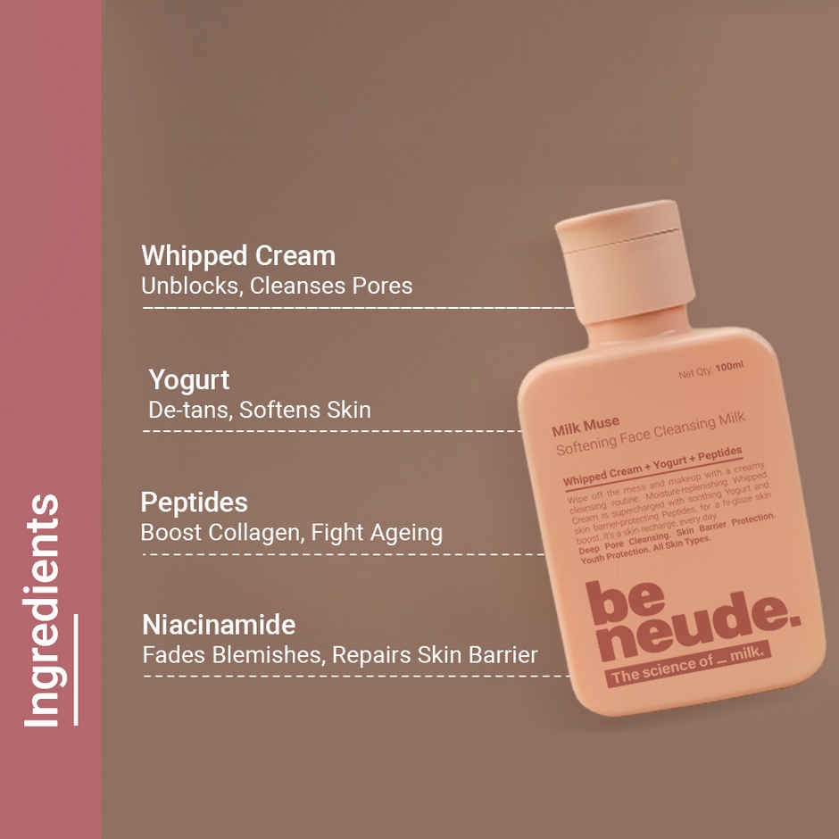 Be Neude Peptide Face Cleansing Milk With Whipped Cream & Yogurt For Deep Pore Cleansing