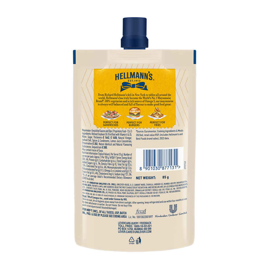 Hellmann's Eggless Mayonnaise World's No.1 Mayonnaise Brand
