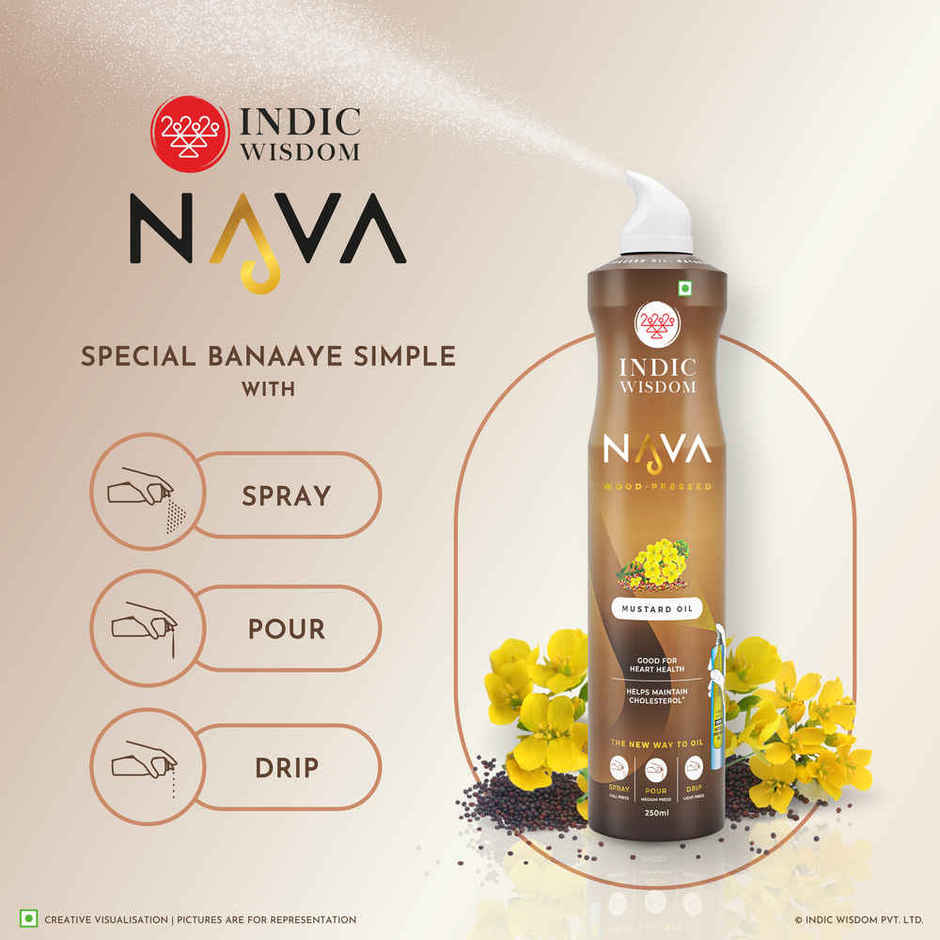 Indic Wisdom Nava Spray - Mustard Wood Pressed Oil (Spray For Cooking)