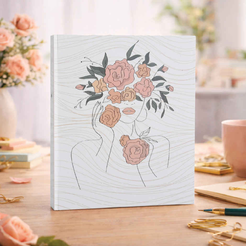 Papboo Flower Women Single Ruled Hardbound Notebook Diary, (22 X 17.5 Cm), 80 Gsm, 140 Pages