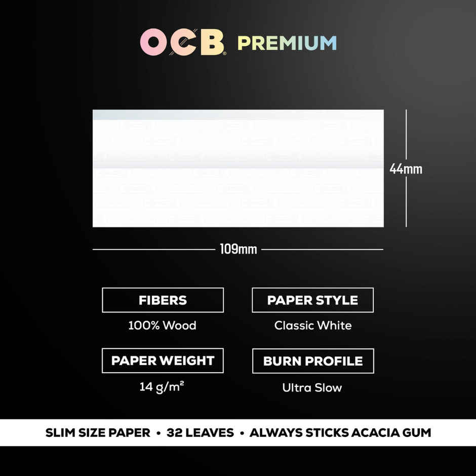 OCB Premium 32 Sheets Rolling Paper & Filter Tips - King Size Slim