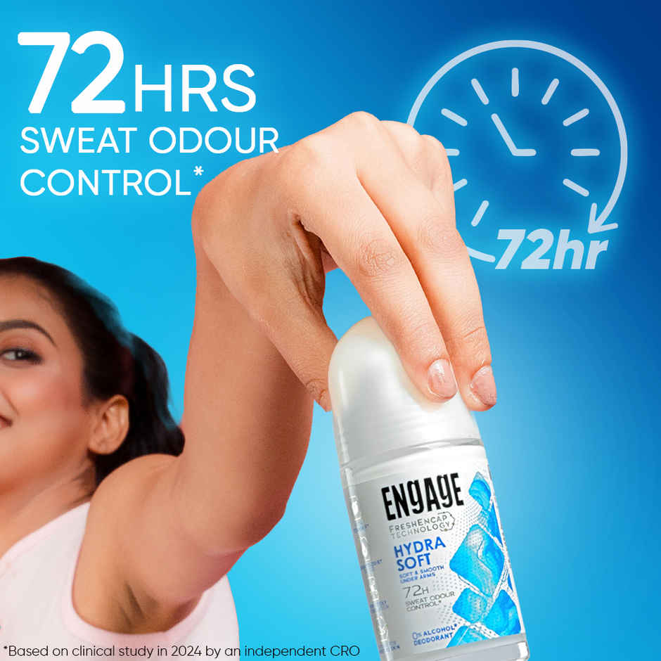 Engage Hydra Soft Underarm Roll-On Deo for Women | Soft and Smooth | 72hr Protection