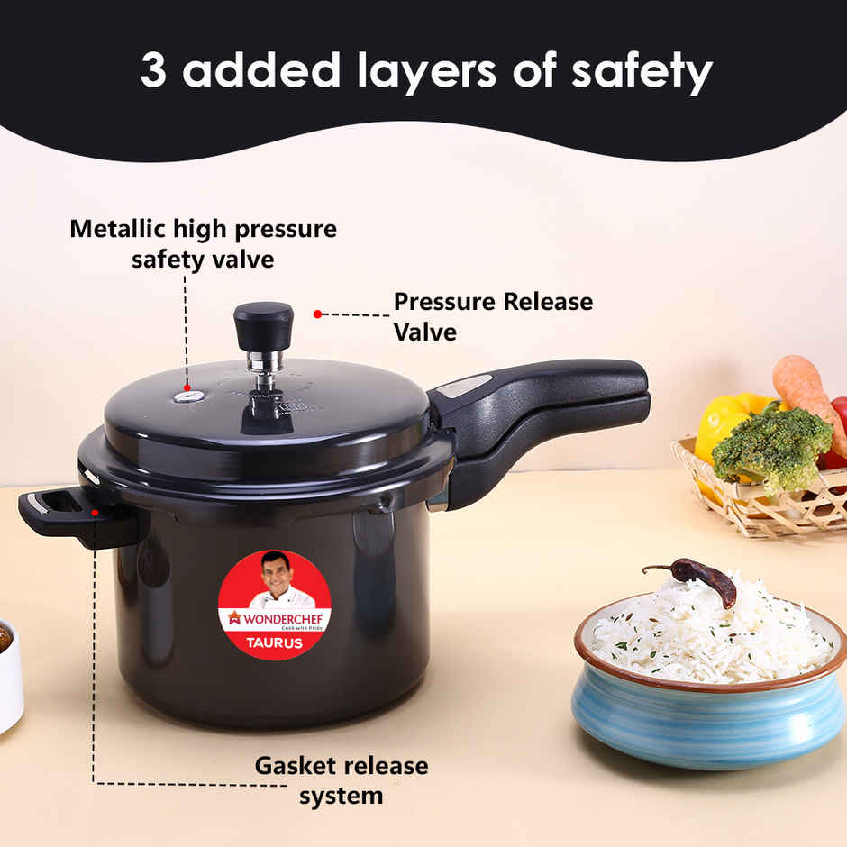 Wonderchef Taurus Hard Anodized Outer Lid Pressure Cooker 5 L