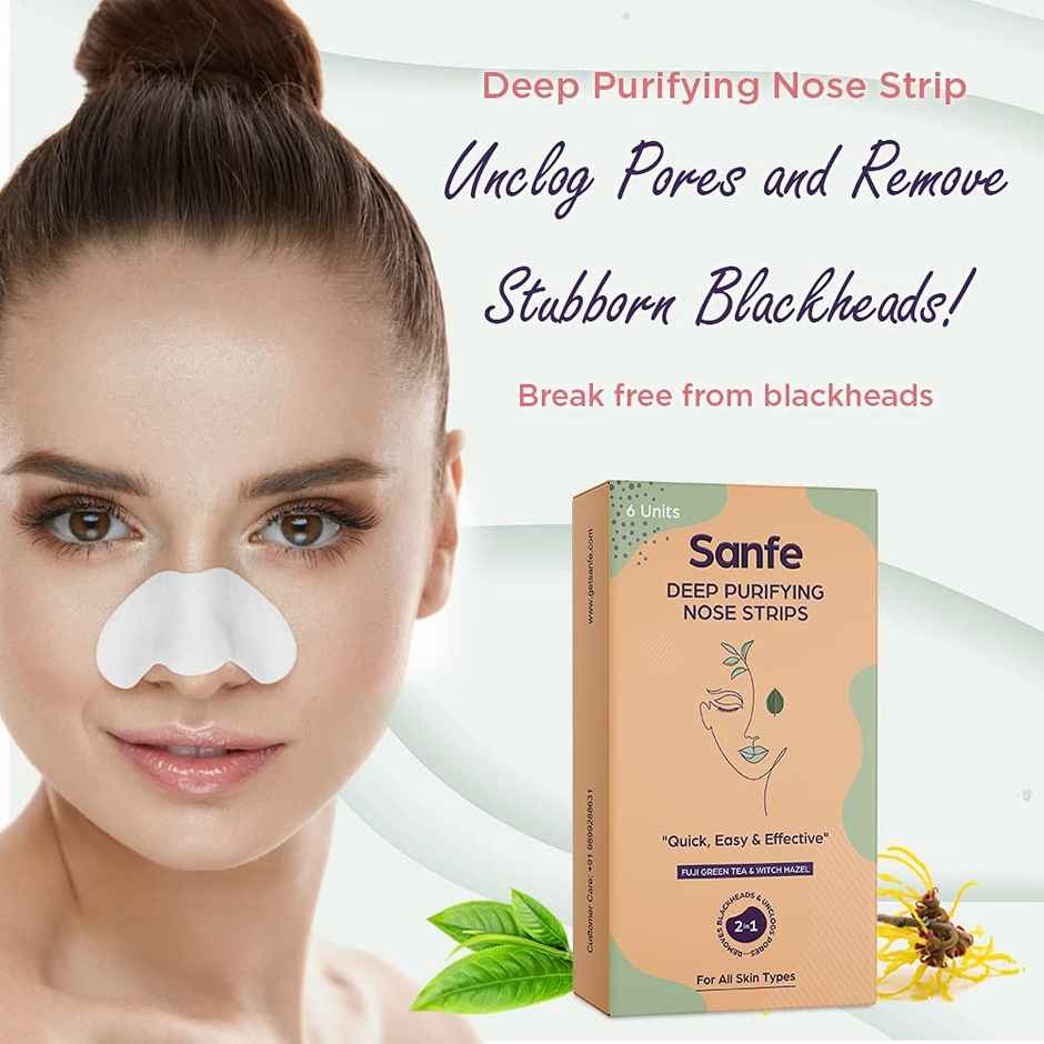Pond'S Activated Charcoal Clear Detox Skin, With Vitamin B6 Sheet Mask(25ml) & Sanfe Deep Purifying Nose Strips For Women With Fuji Green Tea & Witch Hazel Extracts(6pc) Combo
