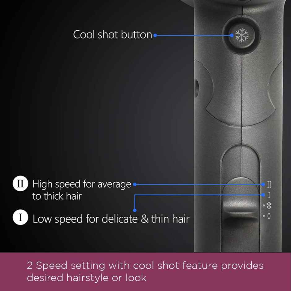 AGARO 1400 Watt Premium Hair Dryer with 3 Temperature Settings & Cool Shot Button For Styling