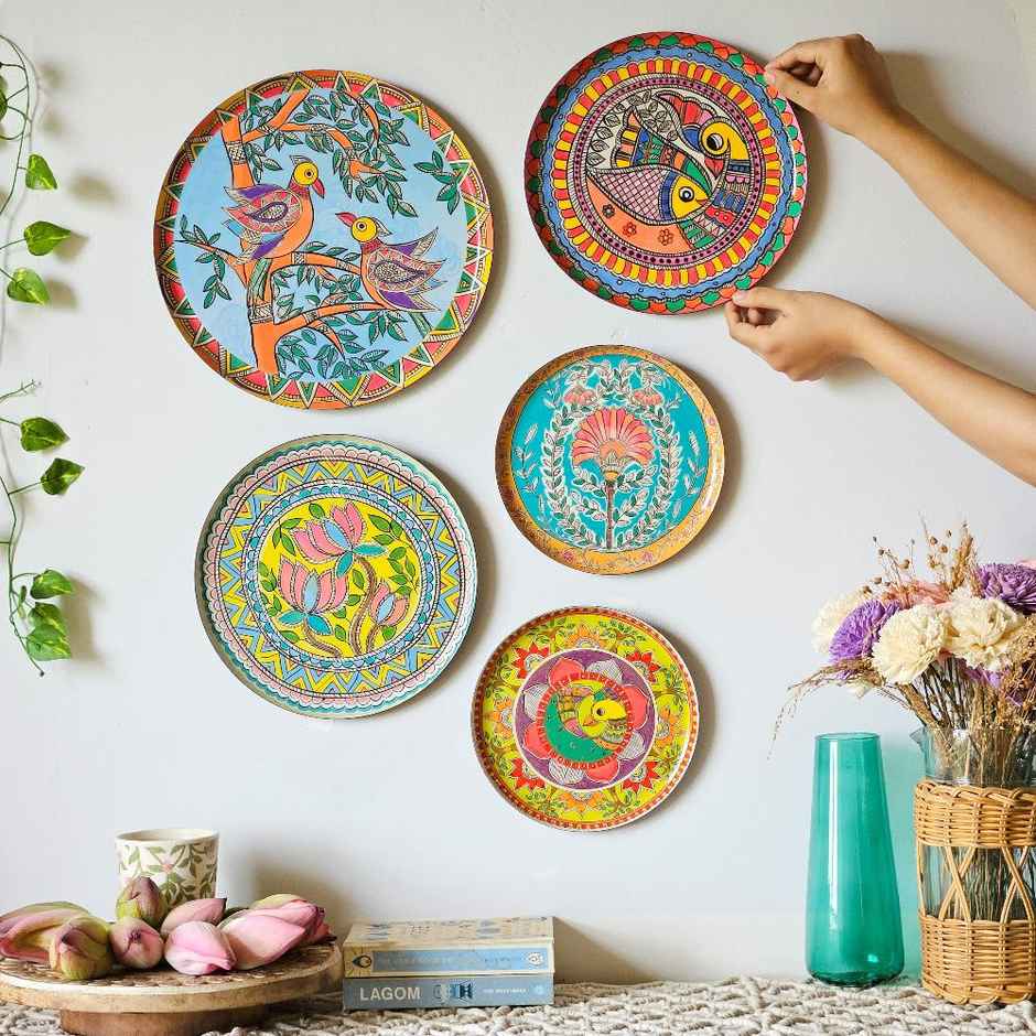 Ritualistic Madhubani Wall Plates- Set of 5