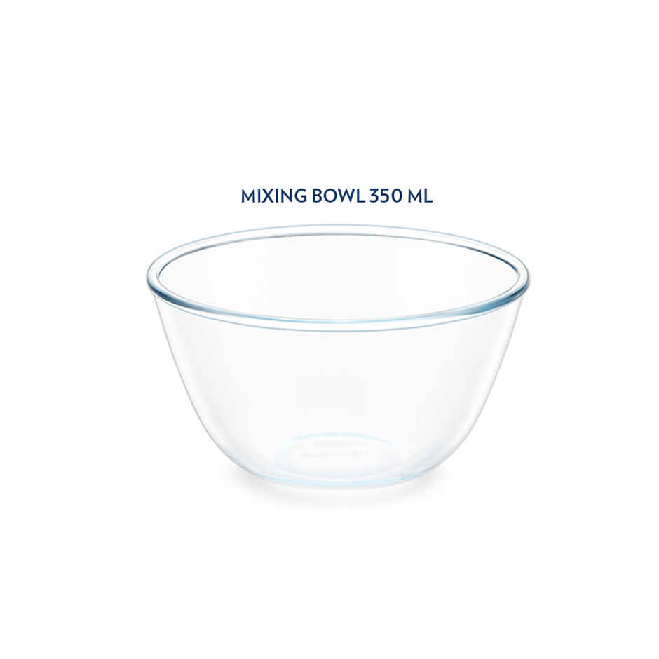 Borosil Glass Mixing & Serving Bowls with Lids | Microwave & Dishwasher Safe | Transparent - 350 ml