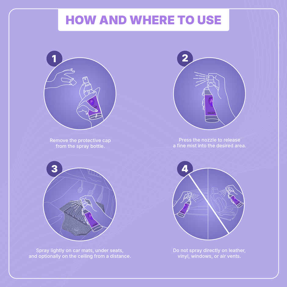 Lia French Lavender Car Mist/Spray | Long Lasting Air Freshener for Car | From House of Cycle