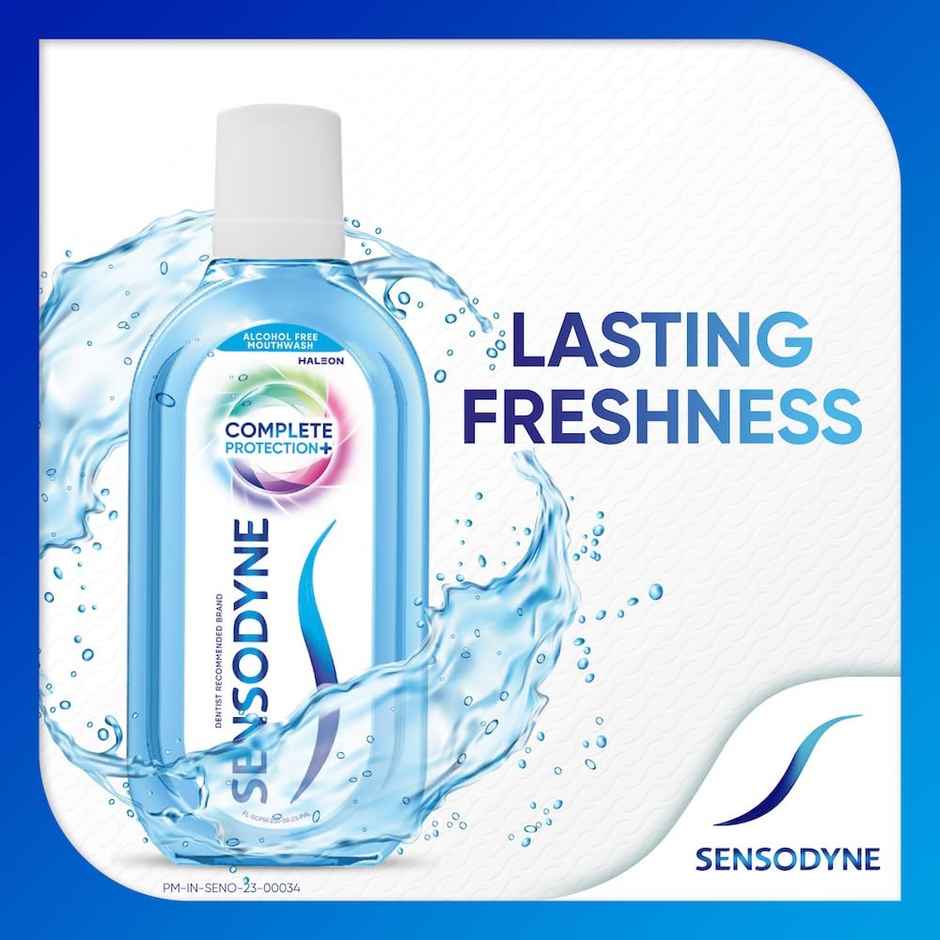 Sensodyne Mouthwash Complete Protection+ (100ml) & Sensodyne Sensitive Toothbrush With Soft Round Bristles - Assorted (1pc) Combo