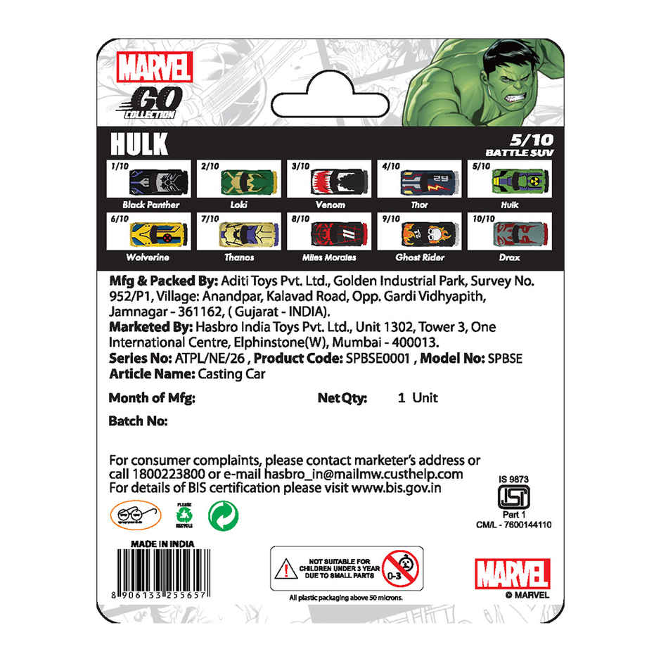 Hasbro Marvel Go | Hulk - Diecast Toy Car