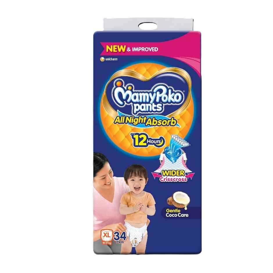 Mamypoko Pants All Night Absorb Pant-Style Baby Diapers | Size XL (12-17 kg)