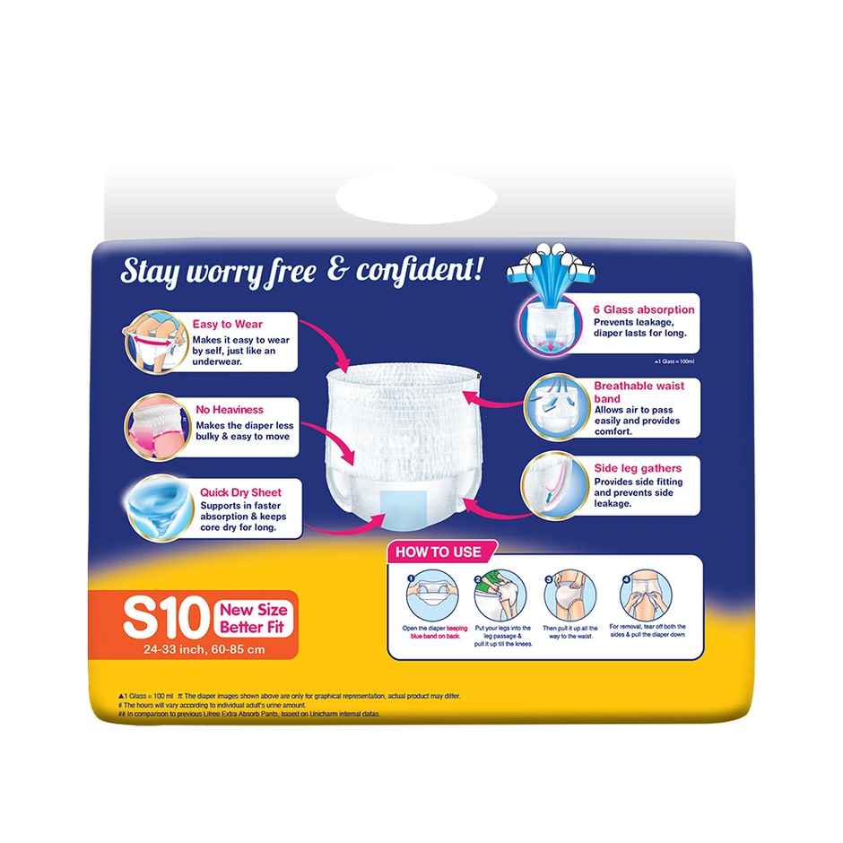 Lifree Super Extra Absorb Adult Diaper Pants Unisex | Waist (24-33 Inches) - S