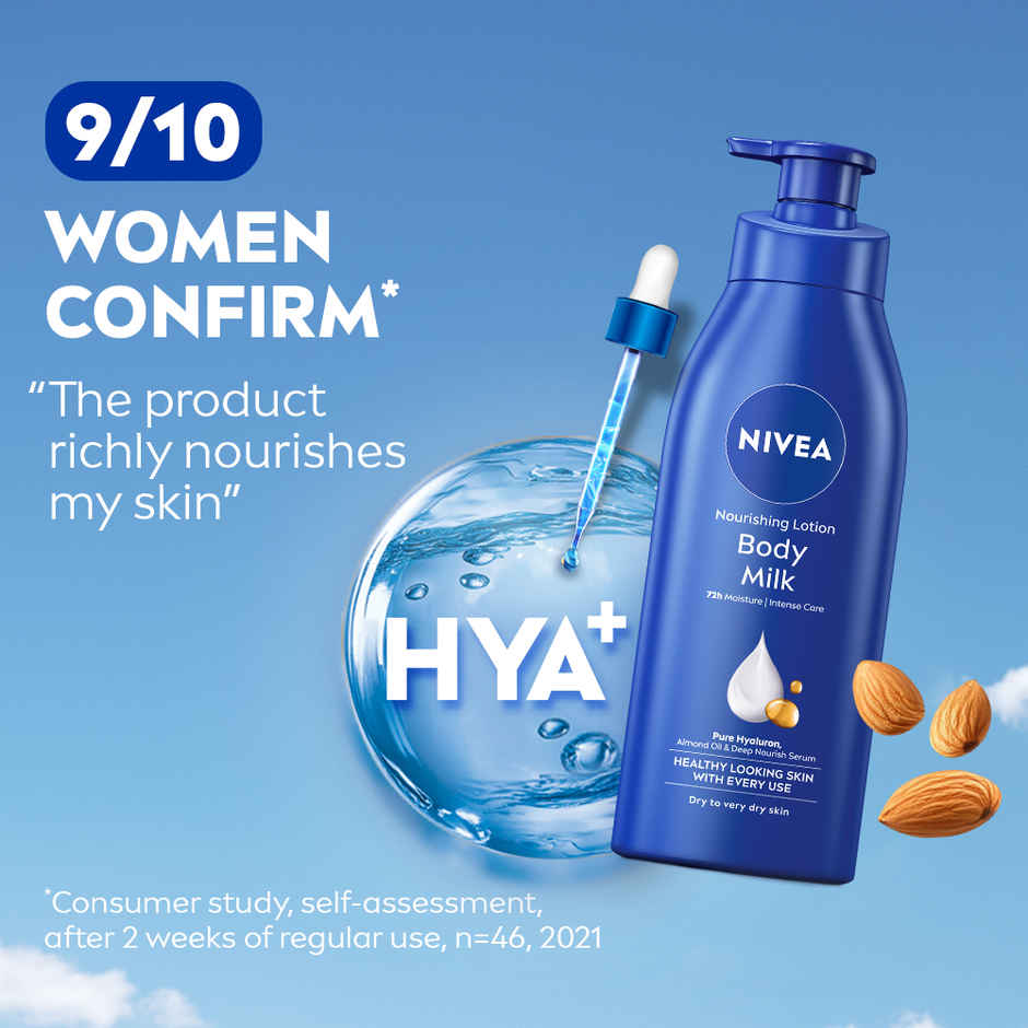 NIVEA Nourishing Body Lotion Body Milk|48 H Moisturization|2X Almond Oil|For Very Dry Skin